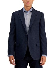 Nautica Mens Modern fit Sport Coat Blazer 44 R Navy Blue Herringbone