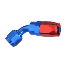 Renegade Fuel Hose Fitting 11230-1; Swivel Hose End Red/Blue -12AN 30deg