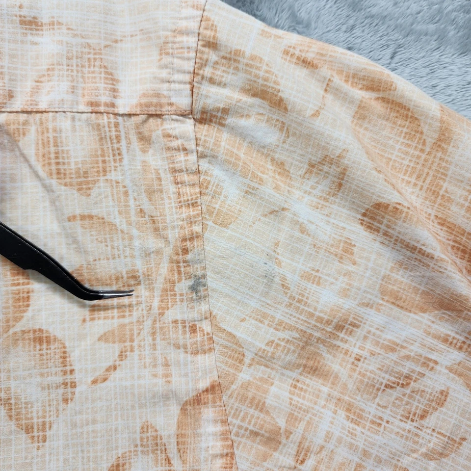 Moda Campia Moda Shirt Mens M Orange White Floral Cotton Short Sleeve Button Up - Image 3 of 4