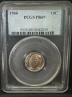 1964 Proof Roosevelt SILVER Dime PCGS PF69