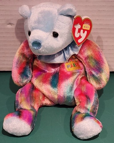 Vintage Ty Beanie Baby - March - Birthday Bear (7.5"-2001) MWMT -NEW Style A