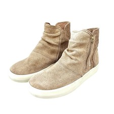 Sperry Topsider Crest Zone Sneaker Kids 1M Brown Suede Slip on Side Zipper Youth