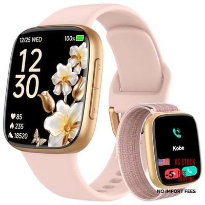 Smart Watch for Women, 1.85'' AMOLED Fitness Tracker with Bluetooth Light Pink
