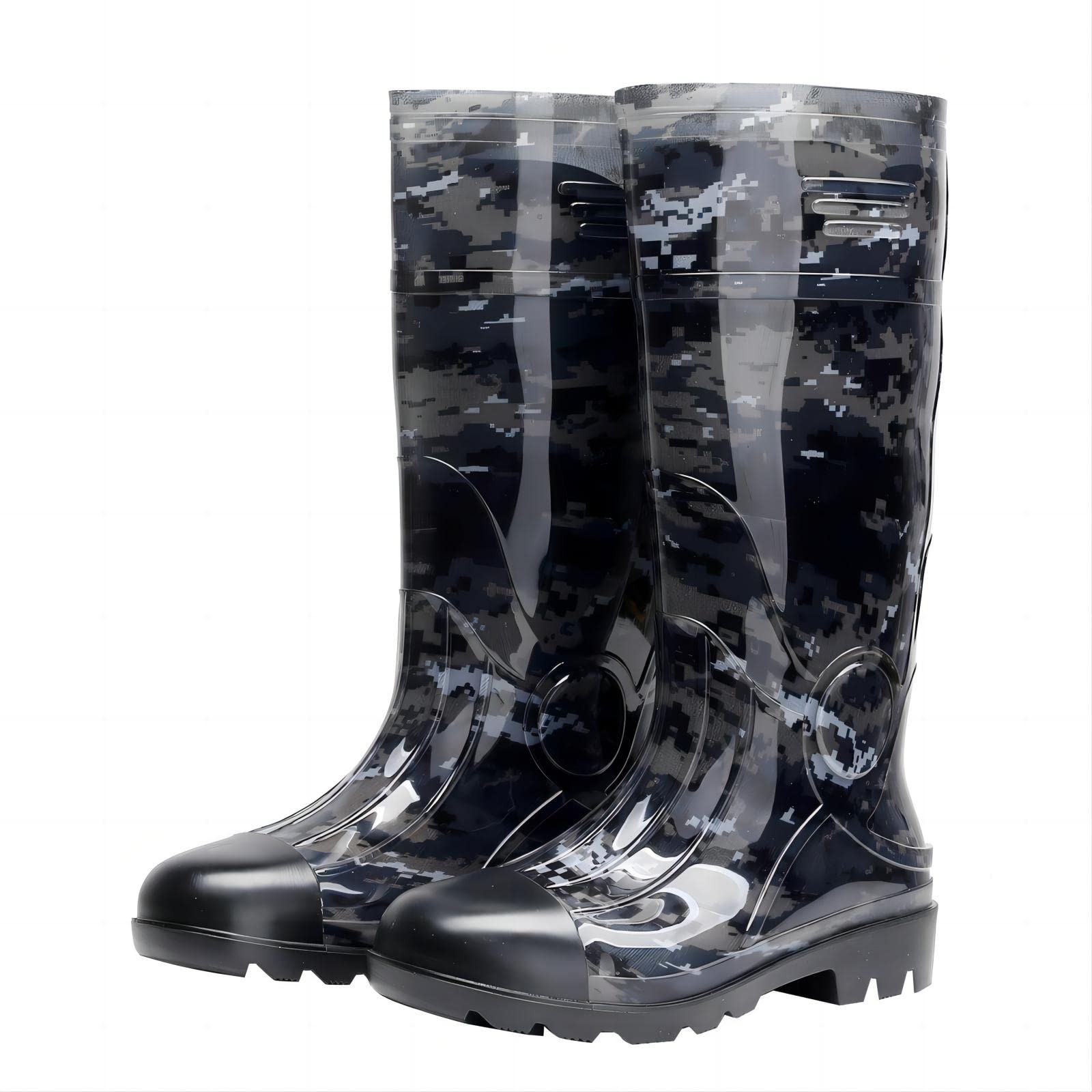 Men's Knee-High Waterproof Camo Rubber Rain Boots for Gardening