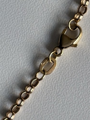 Vintage 14k Yellow Gold Rolo Chain Ankle Bracelet 11.25 inch 585 Italy 2mm wide - Picture 4 of 12