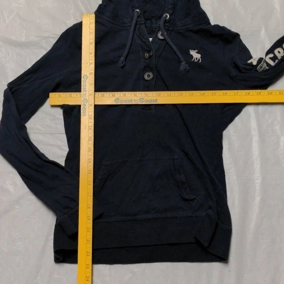 Abercrombie & Fitch Vintage Y2K Blue Lightweight Spellout Hooded Sweatshirt Sz L - Image 4 of 4