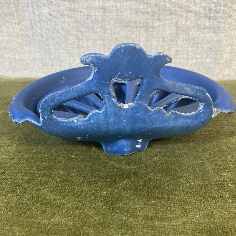 Jabonera antigua de hierro fundido azul cobalto bandeja independiente francesa Art Nouveau Foto 4 de 4