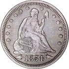 1854 25c Seated Liberty Quarter - Arrows ~ VF Details