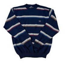 Paul  Shark Yachting 100 Wool Blue Tan Crew Neck Pullover Jumper Sweater Sz L