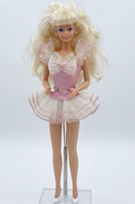 Vintage Barbie Doll 1976 Superstar Face Pink Iridescent Mesh Ruffle Dress Pearls