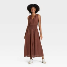 Women's Button-Front Maxi A-Line Dress - Universal Thread