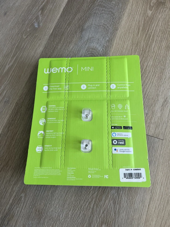 Wemo Mini Wi-Fi Smart Plug 2-Pack Works w/Alexa Google Assistant Nest And Apple - Image 2 of 2