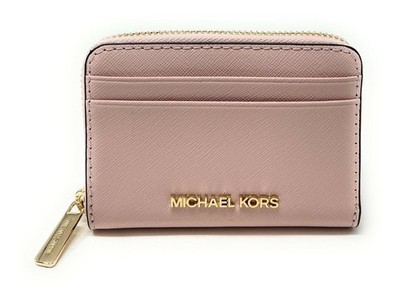 Michael Kors Jet Set Travel Medium Zip Around Card Case Wallet Powder Blush