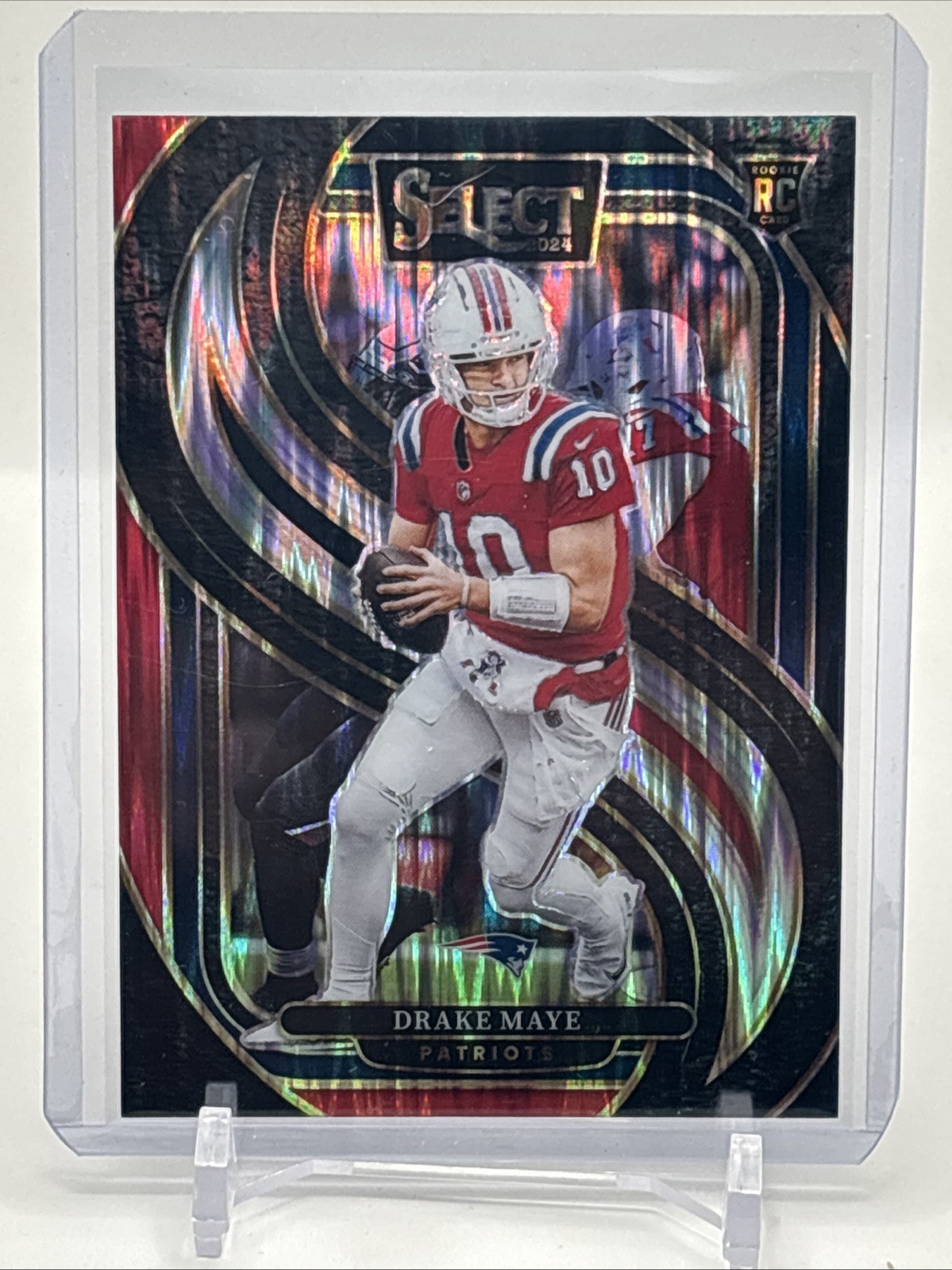 2024 Panini Select - Premier Level Drake Maye #113 Black & Red Shock Prizm (RC)