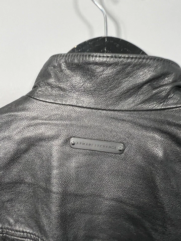 ARMANI LEATHER BOMBER Jacket - Size Small - Black - Great Condition - Men’s - Image 4 of 4