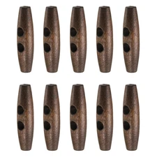 10pcs Wooden Toggle Buttons 55mm 2-Hole Wood Olive Sewing Button, Dark Brown