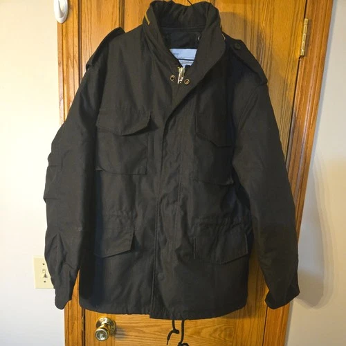 Rothco M-65 Field Jacket Mens Small Black Military Hooded Quilted Liner EUC - product listing photo