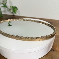 Vintage Frame Gold Oval Mirror Vanity Tray Wa...