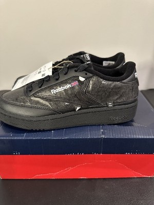 NIB Rare Reebok Club C 85 X U Tennis-Tear Away-Low Sneaker Shoe Black-Women 5.5