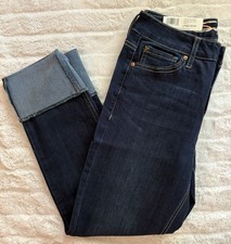 NEW Seven 7 High Rise Slim Straight Roll  Cuff Jeans Size 4 Color: Atlantic 