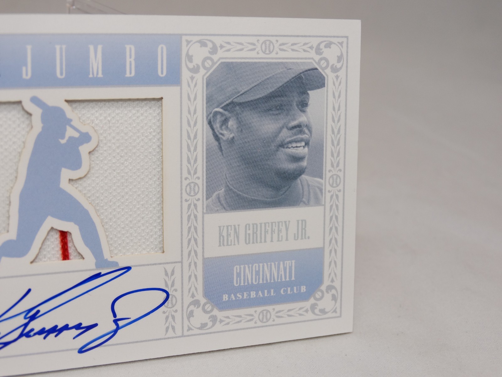 2012 Panini National Treasures Ken Griffey Jr Jumbo GU JSY ON CARD AUTO # 16/25 view 7