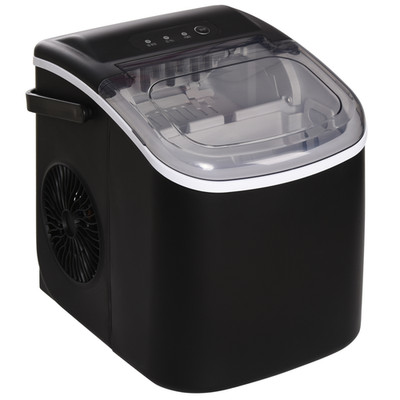 Eismaschine schwarz kompakt 12kg/24h 9 Kugeln Eis 6-12min 1,3L Tank + Korbschaufel!