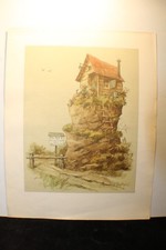 alter Druck Farbblatt Bild Jagd Jäger Förster Hirsch Humor  mein Ideal Jagdhaus