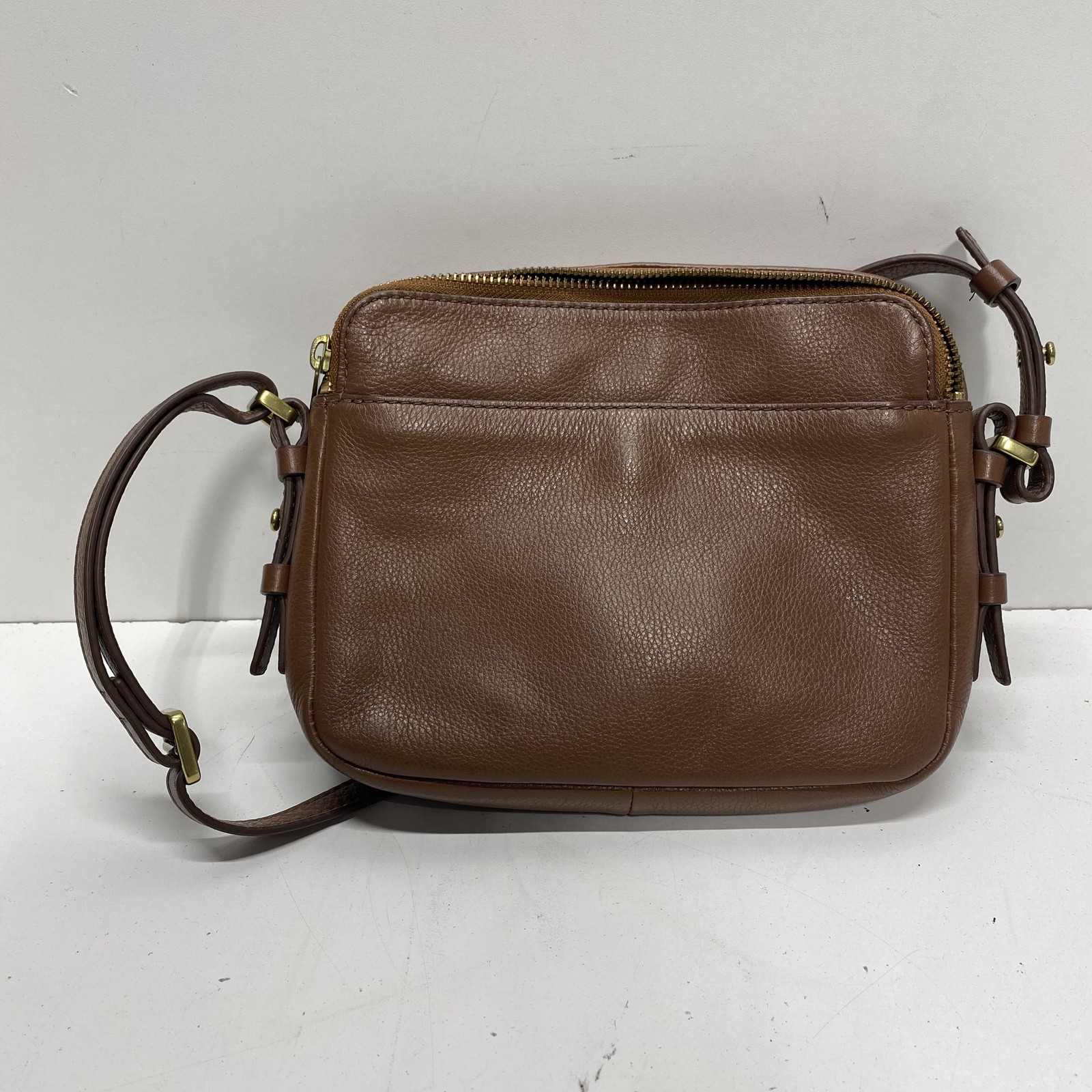 Fossil Brown Solid Leather Adjustable Crossbody P… - image 3