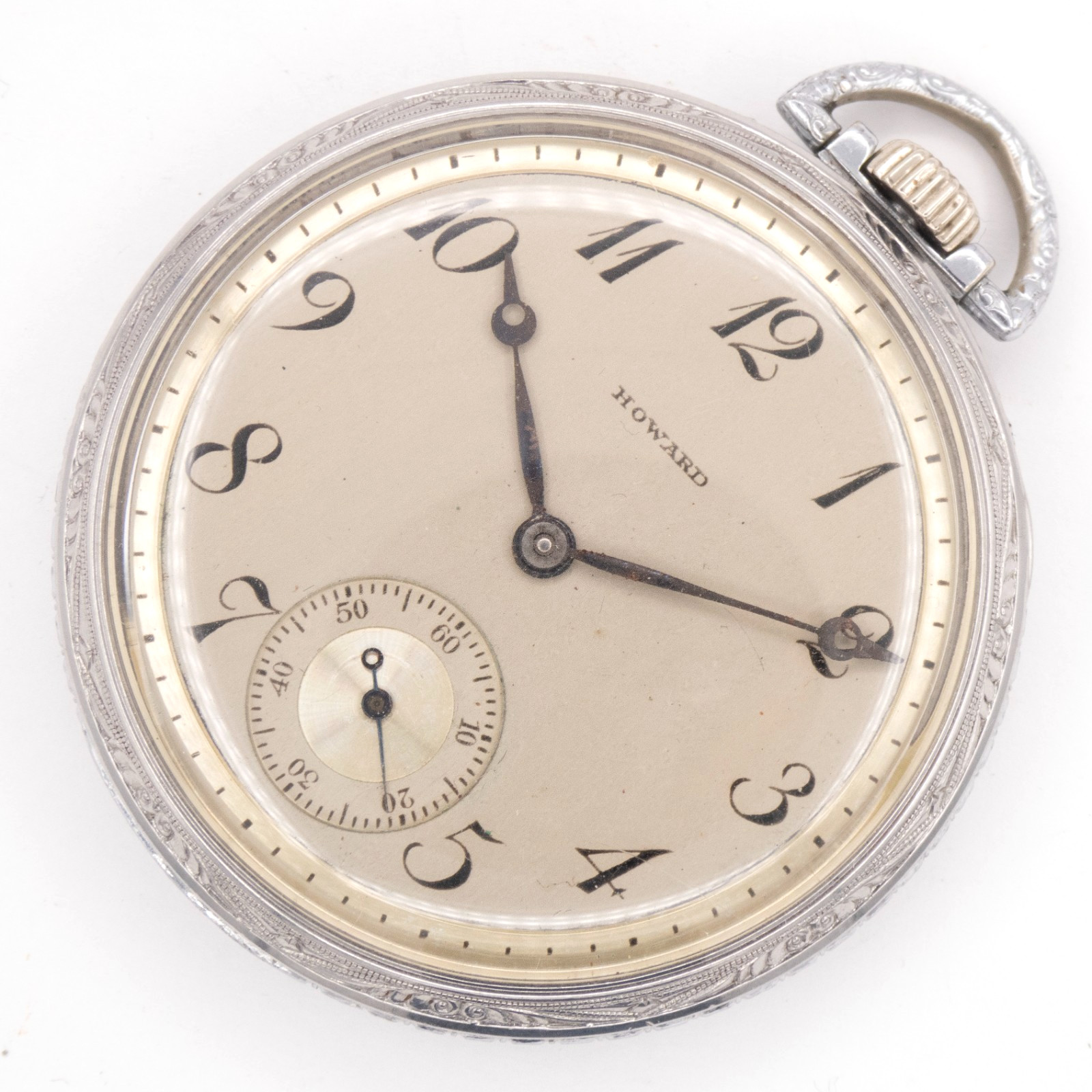 E. Howard Series 7 12-Size 17-Jewel Silvertone Antique Pocket Watch, Keeps Time