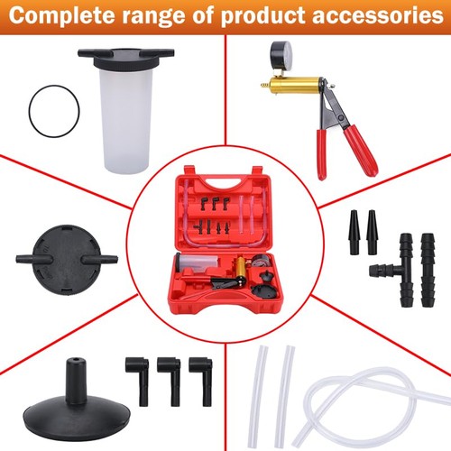 2 in 1 Brake Bleeder Kit with Hand Vacuum Pump with Gauge Adapters Automotive... - Picture 3 of 6