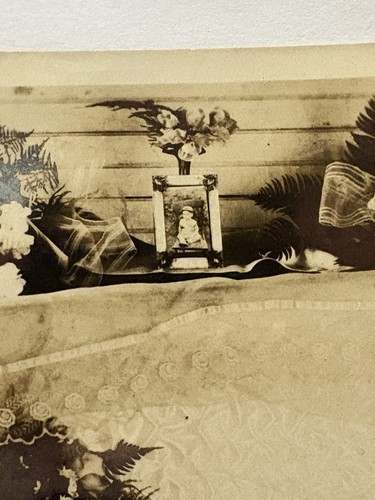 Post Mortem 8x10 Handsome Little Toddler Boy Clyde Gorgeous Flowers Open Casket - Picture 4 of 6