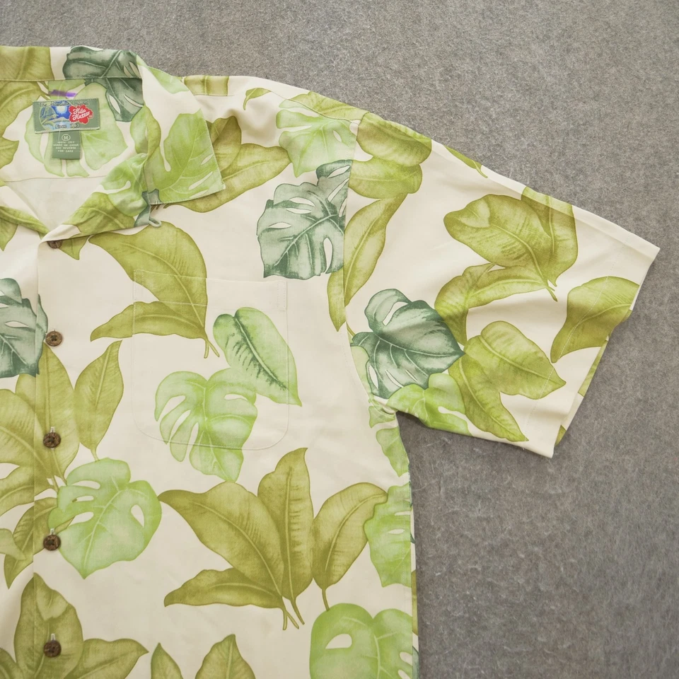 Рубашка мужская Hilo Hattie средняя зеленая гавайская оригинальная на пуговицах цветочный узор алоха - Изображение 3 из 4