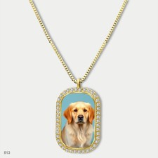 Gorgeous Cute Golden Retriever Dog Fashion Pendant Necklace Chain Image Dog Tag