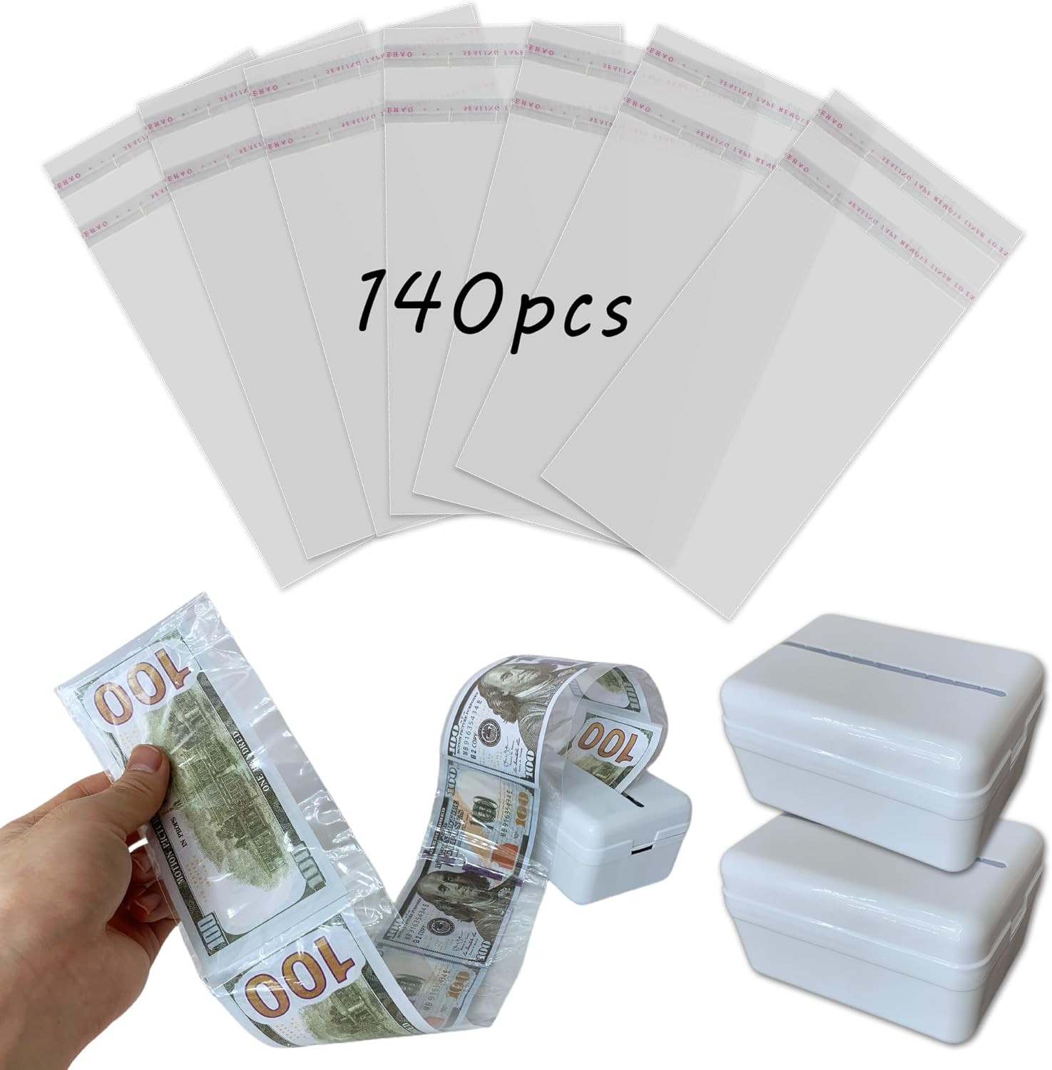 Juego Caja Para Sacar Dinero Regalo Sorpresa Pastel Ramo Bolsas Transparentes