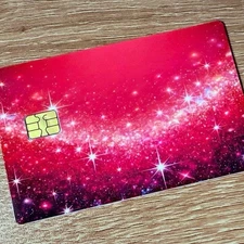 Pink Shimmer Glitter Credit/Debit Card Skin - Elegant Design with Glitter Finish