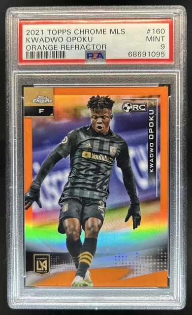 2021 Topps Chrome MLS Kwadwo Opoku RC Orange Refractor Rookie #/25 LAFC PSA 9