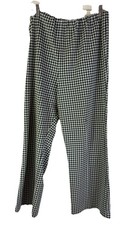 Vintage 70s Disco Mod Gingham Plaid Knit High Rise Wide Leg Pants Womens Large