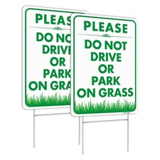 Please Do Not Drive Or Park On Grass Yard Sign 18x12 Inch With Stake 2 PCS