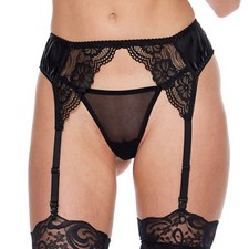 Escante - 2409 - LACE  SATIN GARTERBELT - BLACK