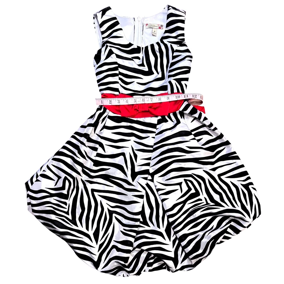 Vestido de fiesta con estampado de cebra Speechless rojo lazo cinturón ajuste y acampanado niñas talla 16 Foto 4 de 4