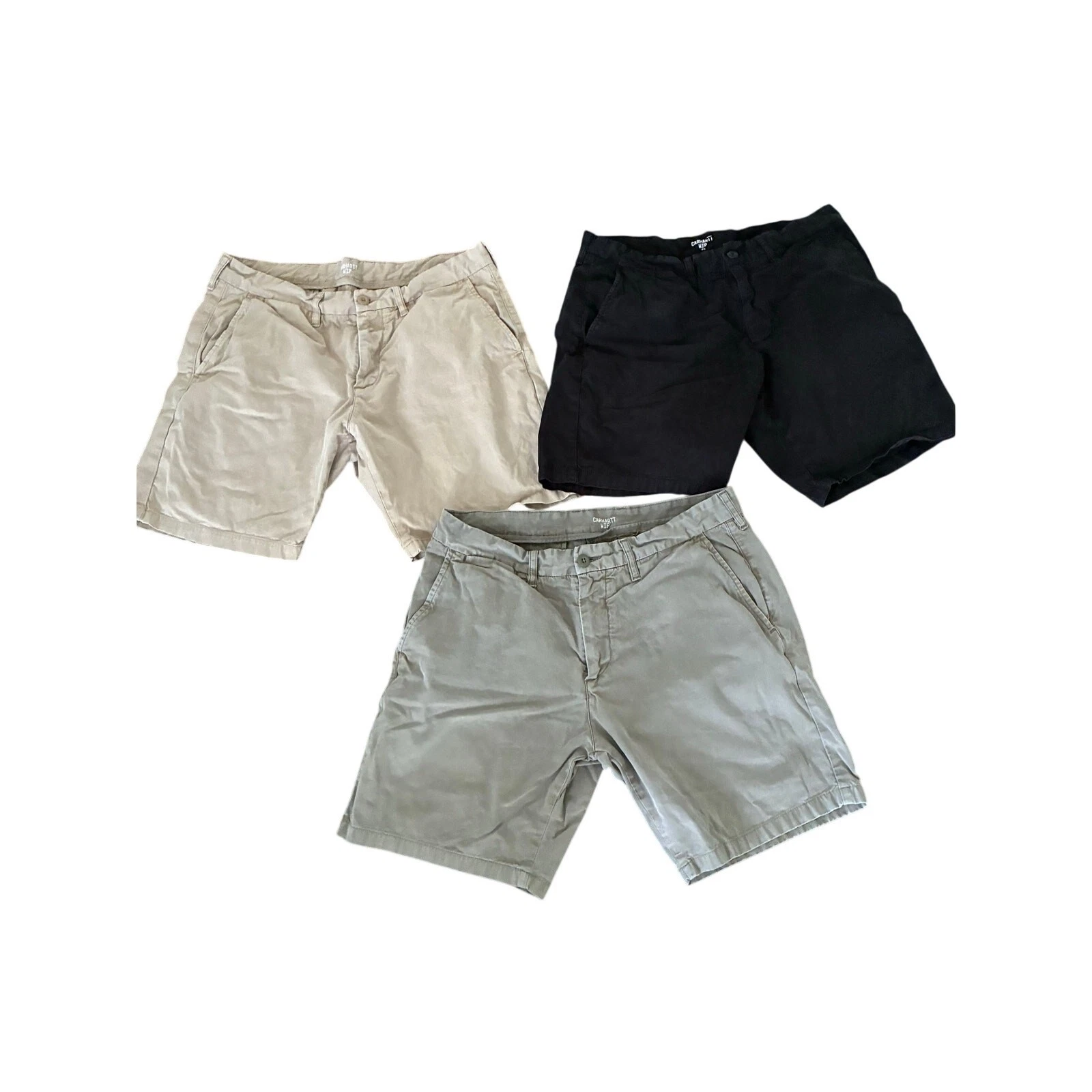 Lot of 3 Carhartt WIP John Short Size 34 Tan Sage Black READ
