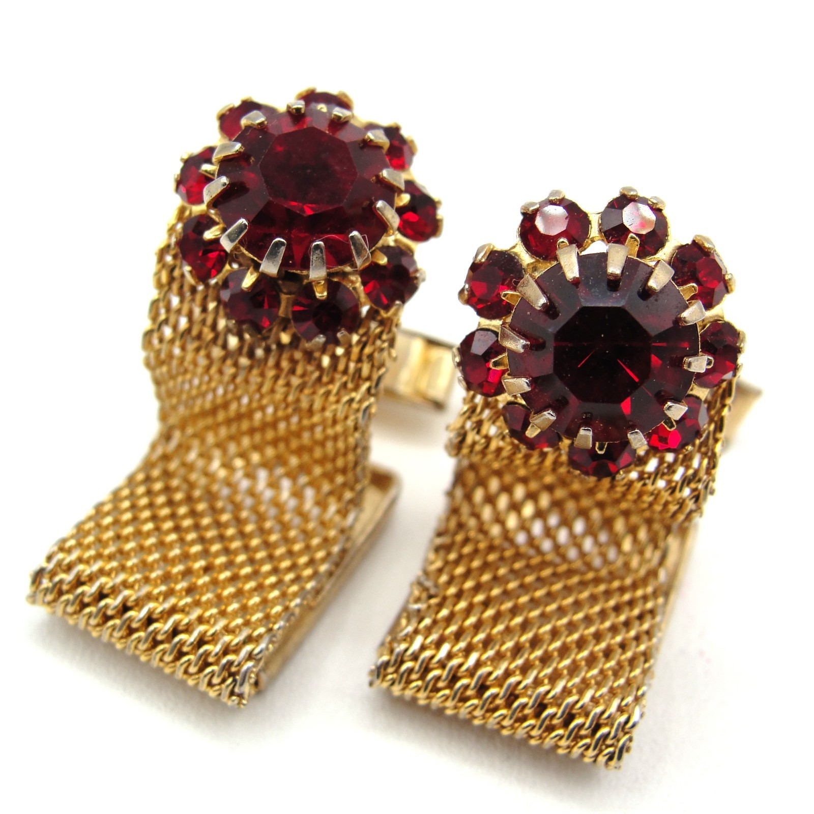 Vintage Ruby Red Rhinestone Mesh Wrap Around Cuff… - image 3