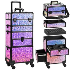Makeup Train Case with Drawer, Rolling Makeup Case, Cosmetology Case on Wheel...