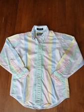 Vintage Polo Ralph Lauren Kids Shirt Size 7 Made in USA Pastel Stripe Crest logo