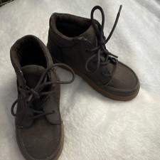 PLACE Boys Brown Canvas Ankle Bootie Lace Up Round Toe Size 11