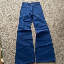 Vintage 1970s 70s UFO navy blue Flare Bell Bottom Pants Jeans 26/27x32  Hippie