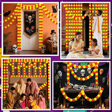 3 Pcs Marigold Garland for Decoration, 5 Feet Artificial Marigold Flowers Gar...