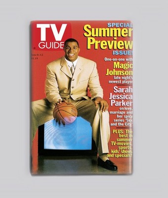 Magic Johnson Los Angeles Lakers NBA TV Guide 1998 - 2''x3'' Fridge MAGNET