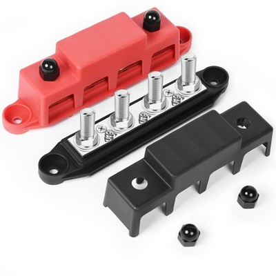 Bus Bar 12v Power Distribution Block 250A Bus Bar with 4 x 3/8'' Studs Battery...