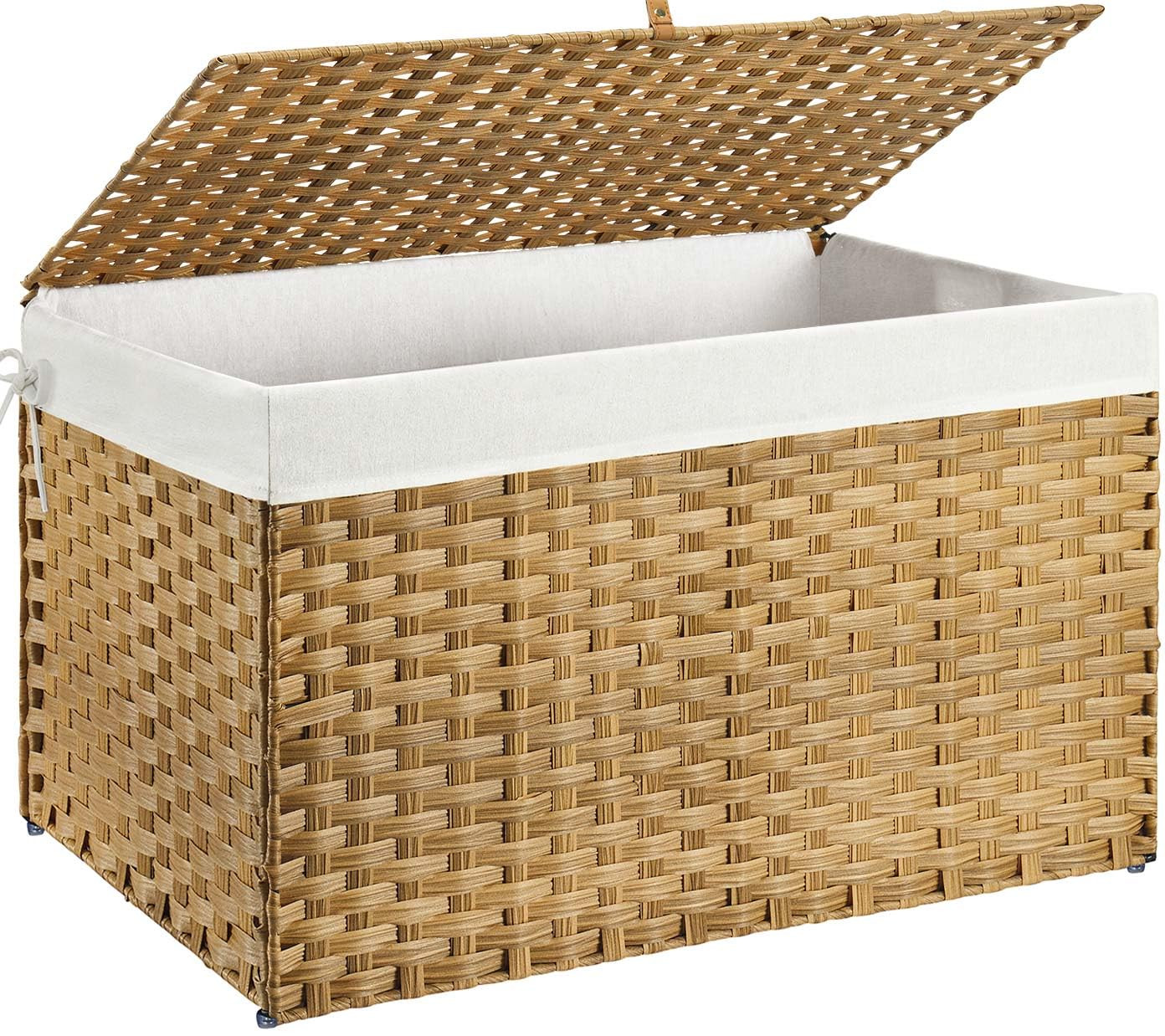 Storage Basket with Lid, 160L Large Wicker Basket with Lid, Handwoven Blanket...